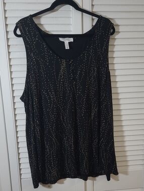 Addition Elle Black Tank with Gold Dot Print